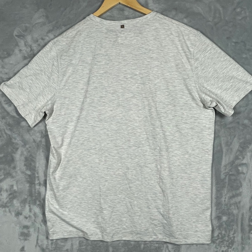 Billy Reid Mens Grey Space Dye Short Sleeve Henley Shirt XL Cotton Blend Peru - Picture 6 of 10